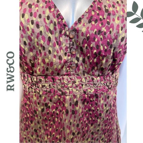 🛍️3/$40 RW&CO Women’s Cotton Top with Empire Waist | Plum Olive Green | Large - Picture 5 of 7